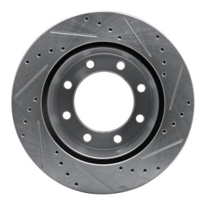 Ford F-250 Super Duty Brake Rotor (1) - Rear Left - R1 Concepts - Drilled & Slotted - Silver - `05-`12